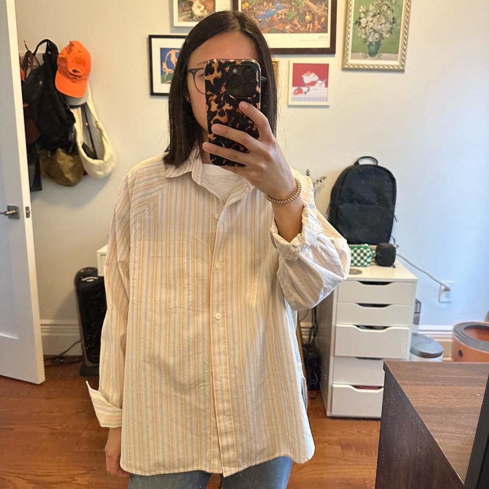 Aritzia Striped Button-Up Shirt